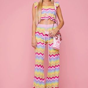 Dolls Kill Sugar Thrillz Psyched Crochet Top AND Bottom in size XXL - NWT